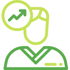 icono persona con grafica ascendente grande